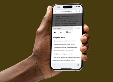 Leeshulp Tolkie op een mobiele telefoon
